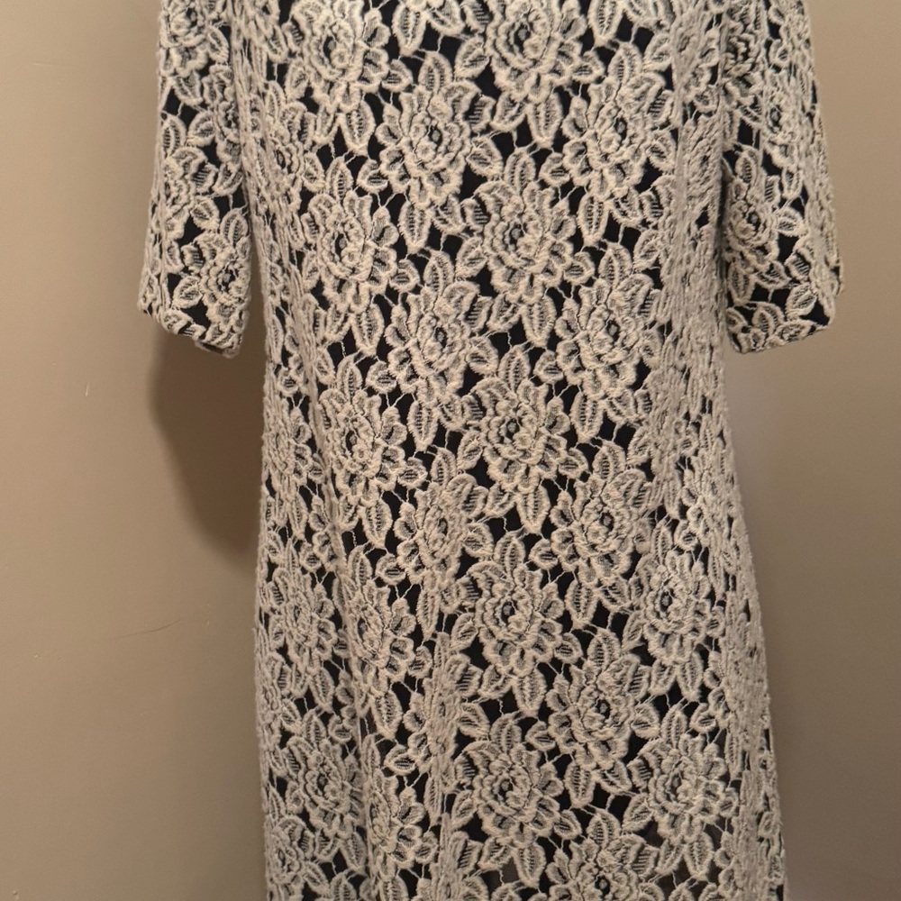 Coldwater Creek Black and White Sheath Dress Mini with 3/4 Sleeve